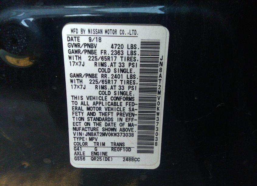 Photo 9 of 2019 Nissan Rogue SV (VIN JN8AT2MV0KW373038)