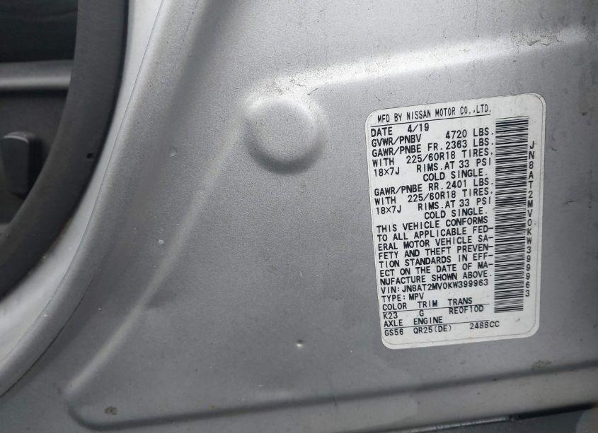 Photo 9 of 2019 Nissan Rogue SV (VIN JN8AT2MV0KW399963)