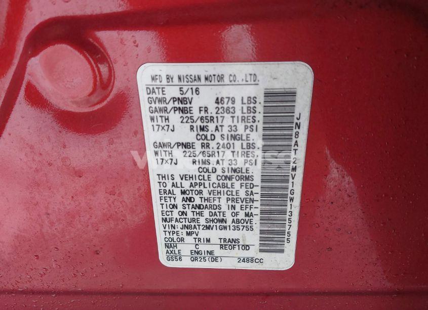 Photo 9 of 2016 Nissan Rogue S (VIN JN8AT2MV1GW135755)