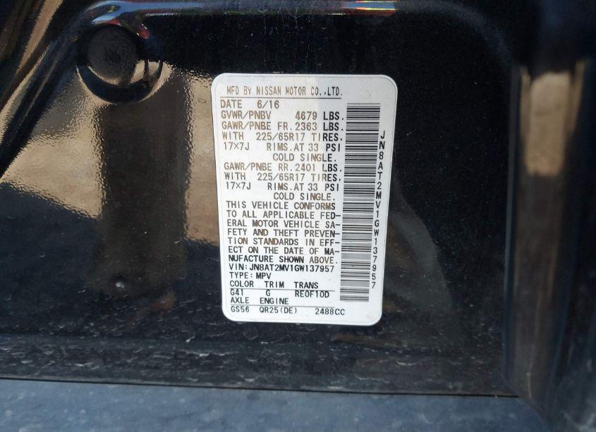 Photo 9 of 2016 Nissan Rogue S/SL/SV (VIN JN8AT2MV1GW137957)