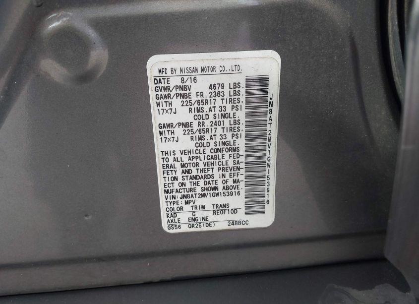 Photo 9 of 2016 Nissan Rogue S (VIN JN8AT2MV1GW153916)