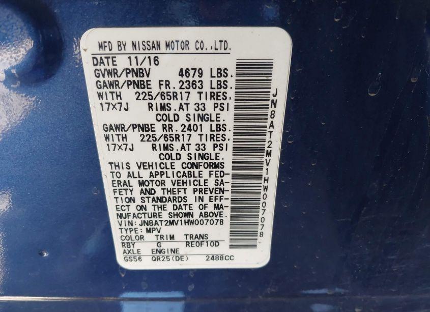 Photo 9 of 2017 Nissan Rogue S (VIN JN8AT2MV1HW007078)