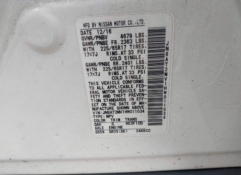 Photo 9 of 2017 Nissan Rogue S (VIN JN8AT2MV1HW011034)