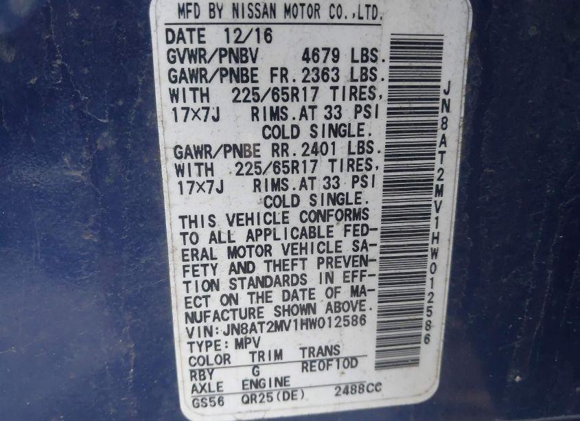 Photo 9 of 2017 Nissan Rogue S (VIN JN8AT2MV1HW012586)