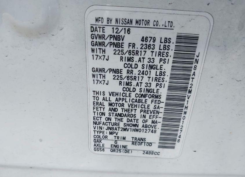 Photo 9 of 2017 Nissan Rogue S (VIN JN8AT2MV1HW012748)