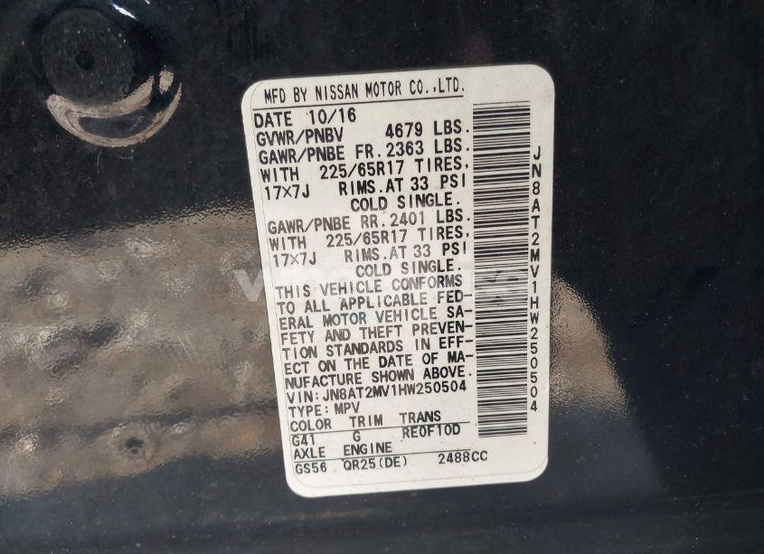 Photo 9 of 2017 Nissan Rogue SV (VIN JN8AT2MV1HW250504)