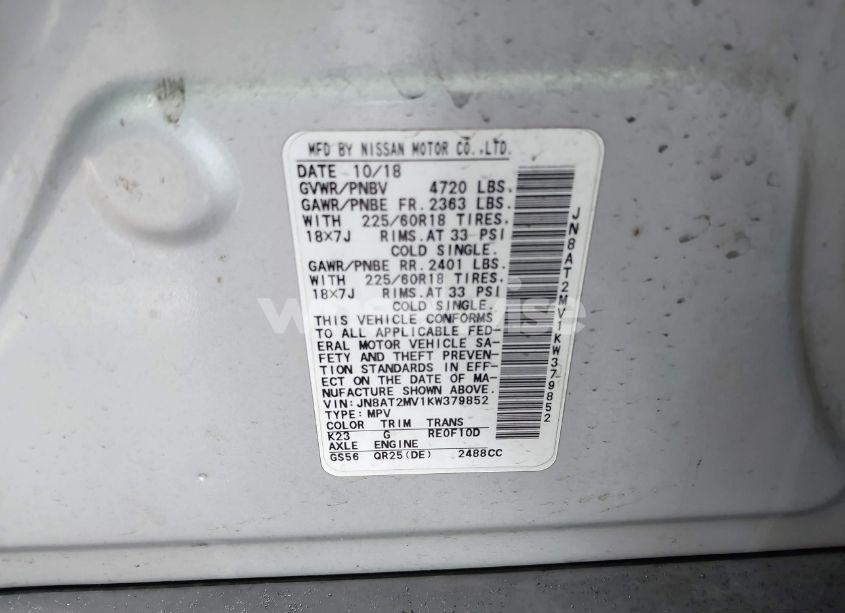 Photo 9 of 2019 Nissan Rogue SV (VIN JN8AT2MV1KW379852)