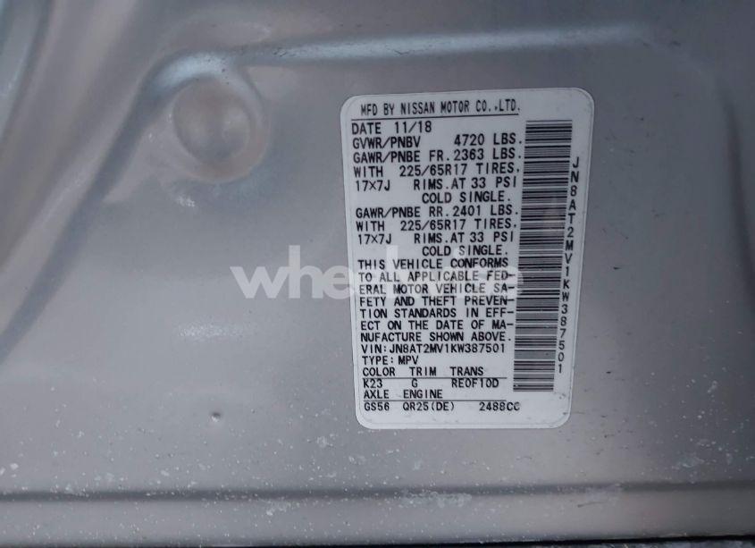 Photo 9 of 2019 Nissan Rogue S (VIN JN8AT2MV1KW387501)