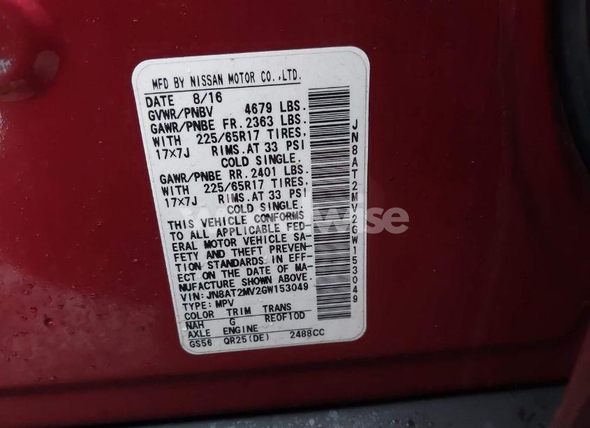 Photo 9 of 2016 Nissan Rogue S (VIN JN8AT2MV2GW153049)