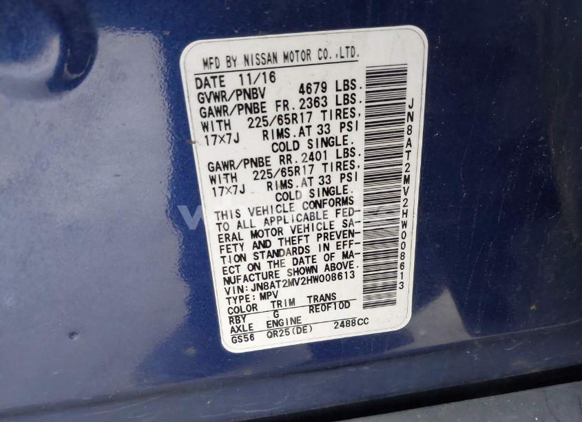 Photo 9 of 2017 Nissan Rogue S (VIN JN8AT2MV2HW008613)