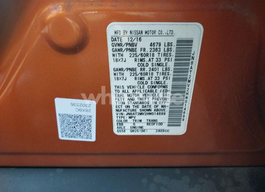 Photo 9 of 2017 Nissan Rogue SL (VIN JN8AT2MV2HW014699)