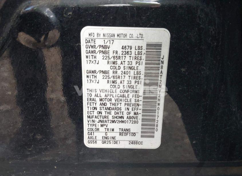 Photo 9 of 2017 Nissan Rogue SV (VIN JN8AT2MV2HW017280)