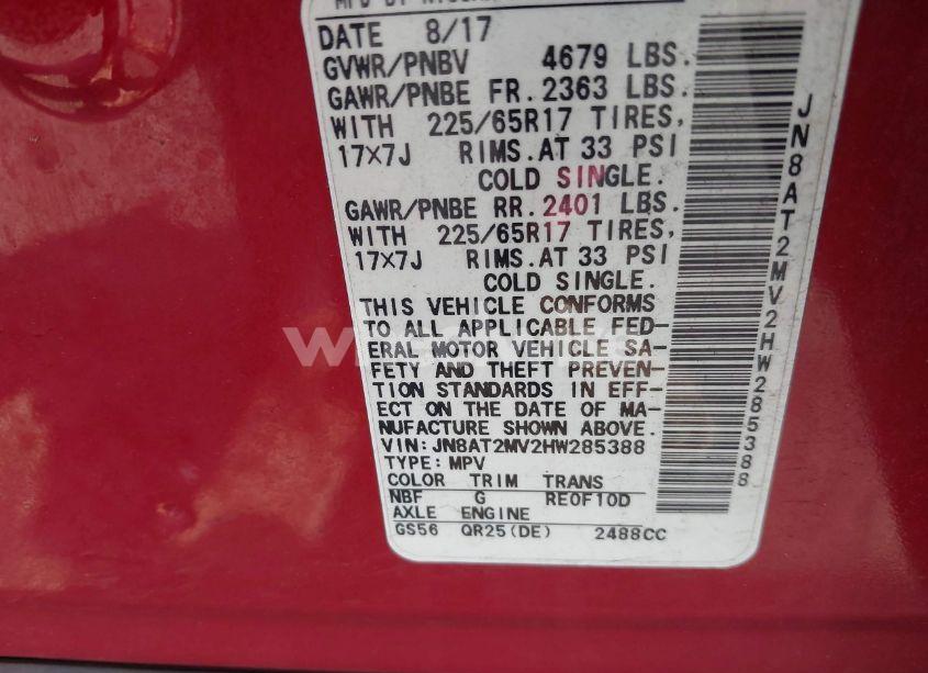 Photo 9 of 2017 Nissan Rogue SV (VIN JN8AT2MV2HW285388)