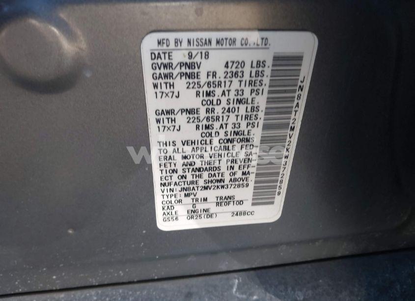 Photo 9 of 2019 Nissan Rogue SV (VIN JN8AT2MV2KW372859)