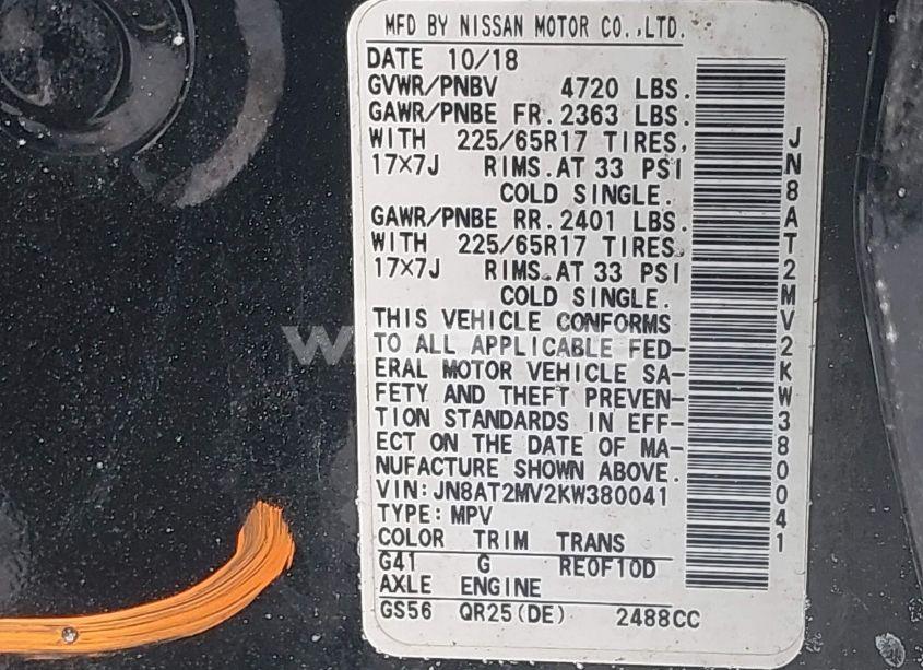 Photo 9 of 2019 Nissan Rogue SV (VIN JN8AT2MV2KW380041)