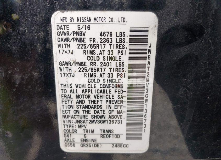 Photo 9 of 2016 Nissan Rogue S (VIN JN8AT2MV3GW136731)