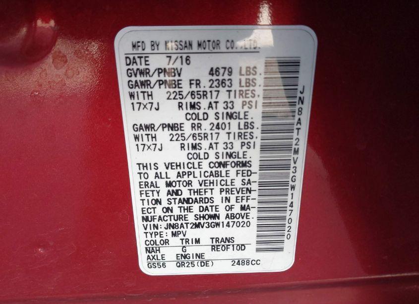 Photo 9 of 2016 Nissan Rogue S (VIN JN8AT2MV3GW147020)