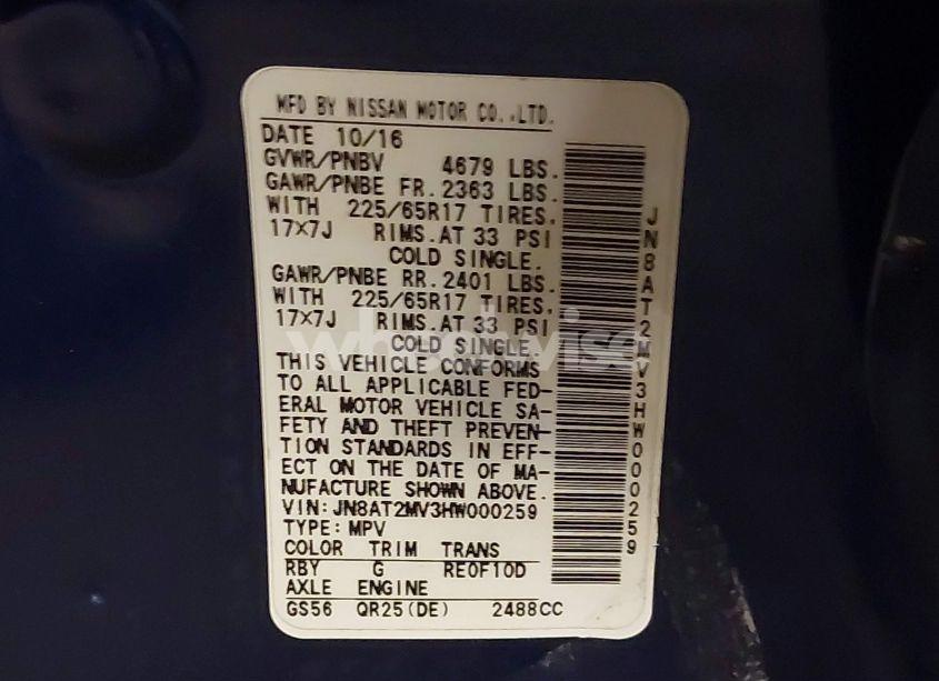 Photo 9 of 2017 Nissan Rogue S (VIN JN8AT2MV3HW000259)