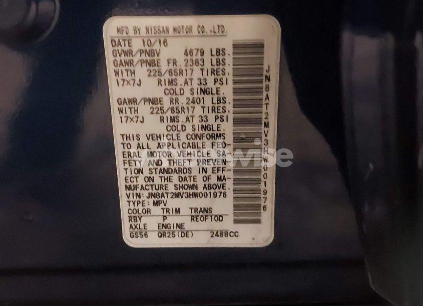 Photo 9 of 2017 Nissan Rogue S (VIN JN8AT2MV3HW001976)