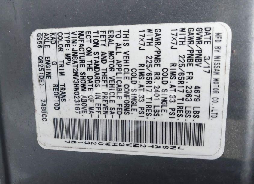 Photo 9 of 2017 Nissan Rogue SV (VIN JN8AT2MV3HW023167)