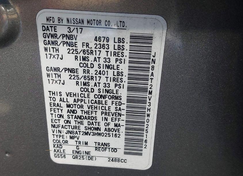 Photo 9 of 2017 Nissan Rogue S (VIN JN8AT2MV3HW025162)