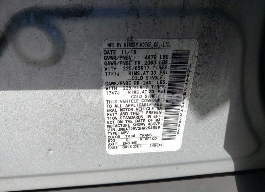 Photo 9 of 2017 Nissan Rogue SV (VIN JN8AT2MV3HW254859)