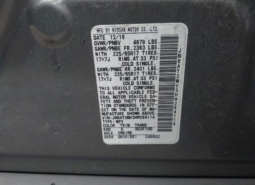 Photo 9 of 2017 Nissan Rogue S (VIN JN8AT2MV3HW264114)