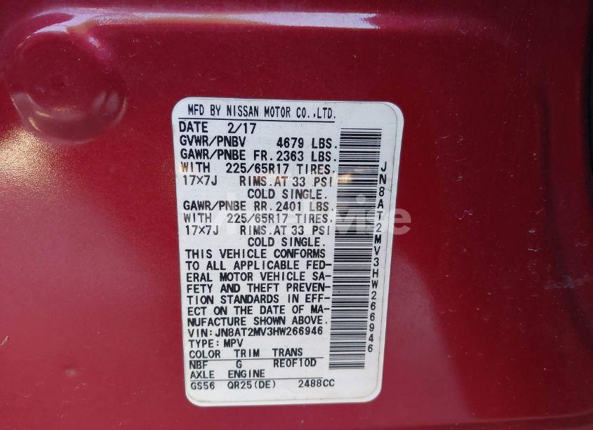 Photo 9 of 2017 Nissan Rogue S (VIN JN8AT2MV3HW266946)