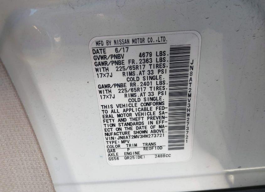Photo 9 of 2017 Nissan Rogue SV (VIN JN8AT2MV3HW273721)