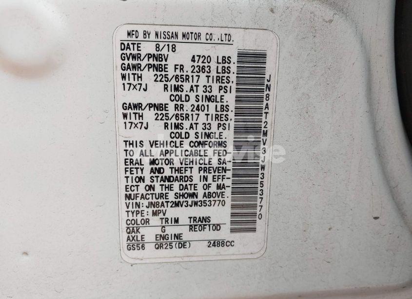 Photo 9 of 2018 Nissan Rogue SV (VIN JN8AT2MV3JW353770)