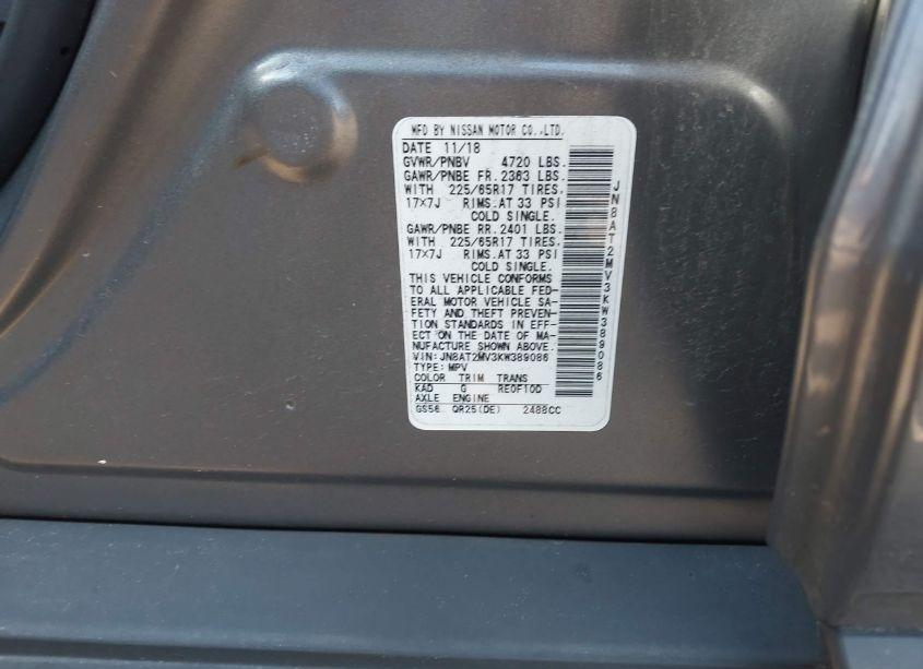 Photo 9 of 2019 Nissan Rogue S (VIN JN8AT2MV3KW389086)