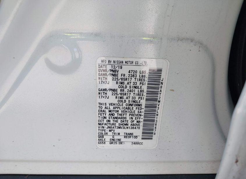 Photo 9 of 2020 Nissan Rogue SV INTELLIGENT AWD (VIN JN8AT2MV3LW136478)