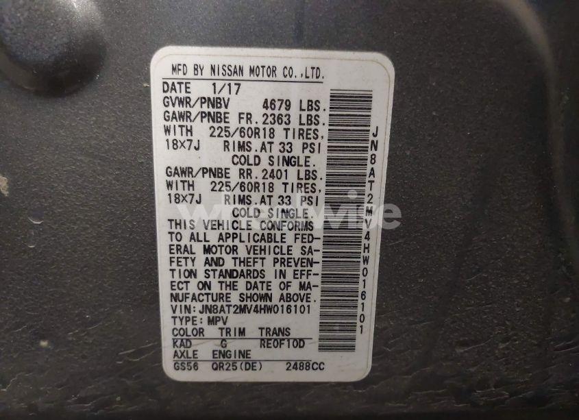 Photo 9 of 2017 Nissan Rogue SL (VIN JN8AT2MV4HW016101)