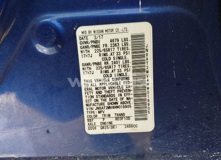 Photo 9 of 2017 Nissan Rogue SV (VIN JN8AT2MV4HW019905)