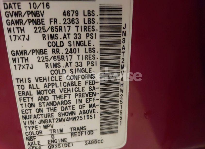 Photo 9 of 2017 Nissan Rogue S (VIN JN8AT2MV4HW251551)