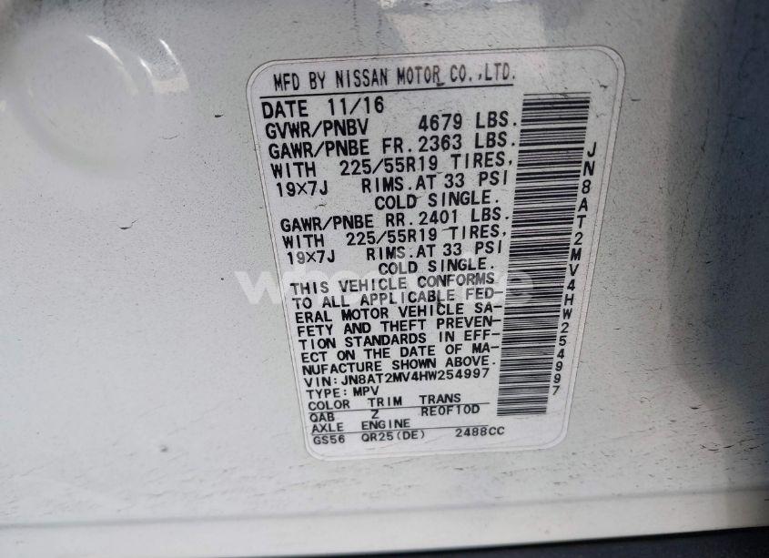 Photo 9 of 2017 Nissan Rogue SL (VIN JN8AT2MV4HW254997)