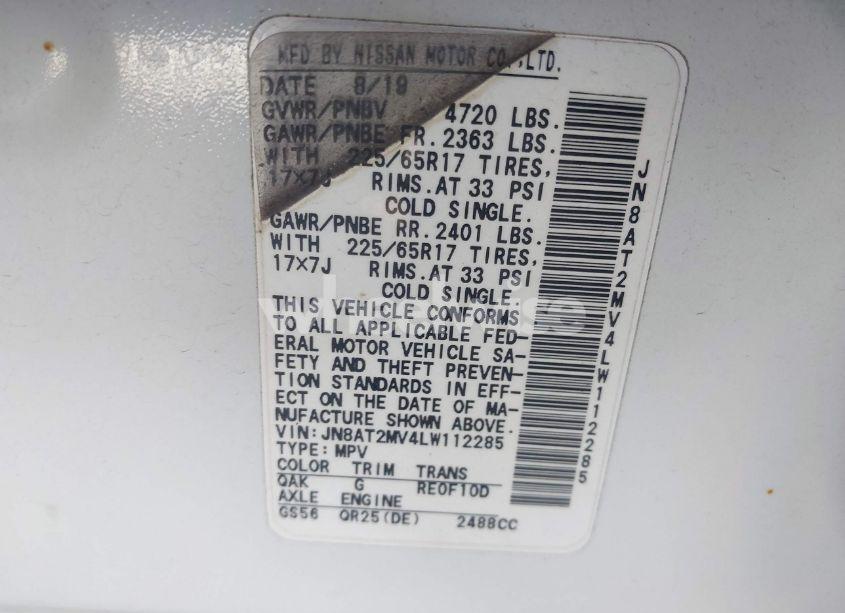 Photo 9 of 2020 Nissan Rogue SV INTELLIGENT AWD (VIN JN8AT2MV4LW112285)