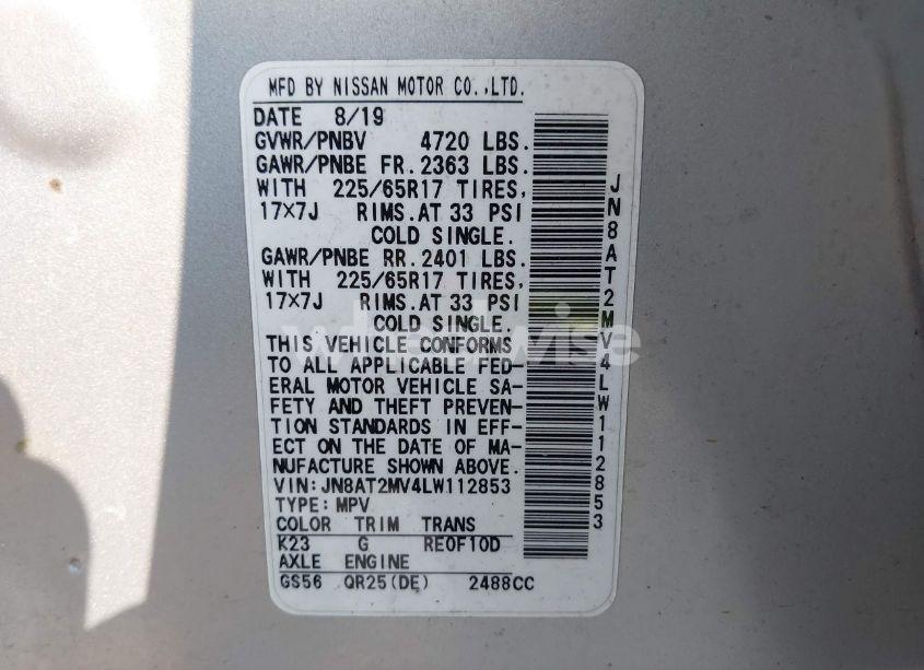 Photo 9 of 2020 Nissan Rogue SV INTELLIGENT AWD (VIN JN8AT2MV4LW112853)