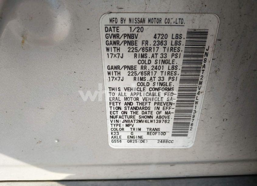 Photo 9 of 2020 Nissan Rogue SV INTELLIGENT AWD (VIN JN8AT2MV4LW139762)