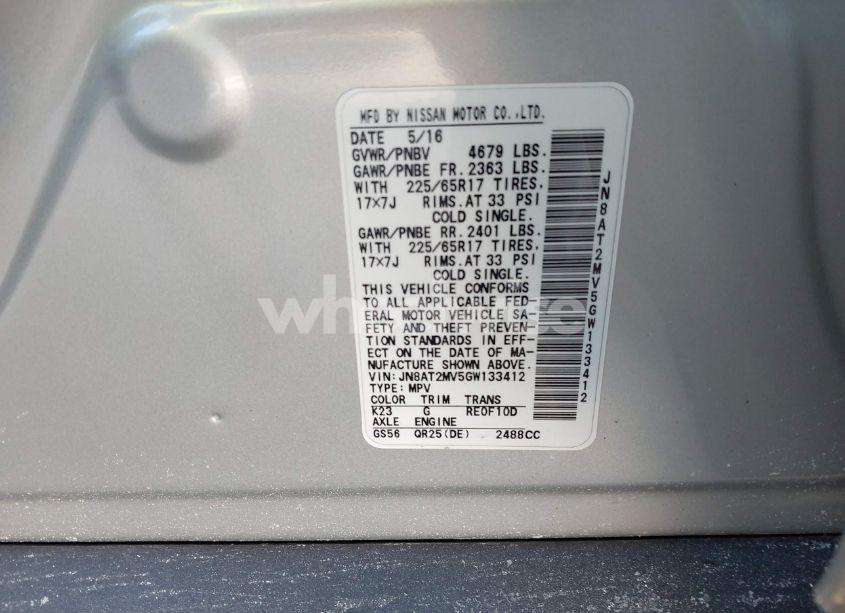 Photo 9 of 2016 Nissan Rogue S (VIN JN8AT2MV5GW133412)