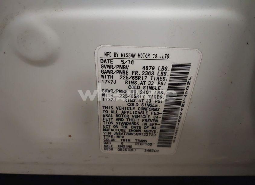 Photo 9 of 2016 Nissan Rogue SV (VIN JN8AT2MV5GW133720)