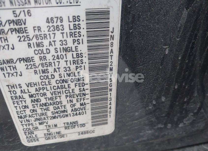 Photo 9 of 2016 Nissan Rogue S (VIN JN8AT2MV5GW134401)