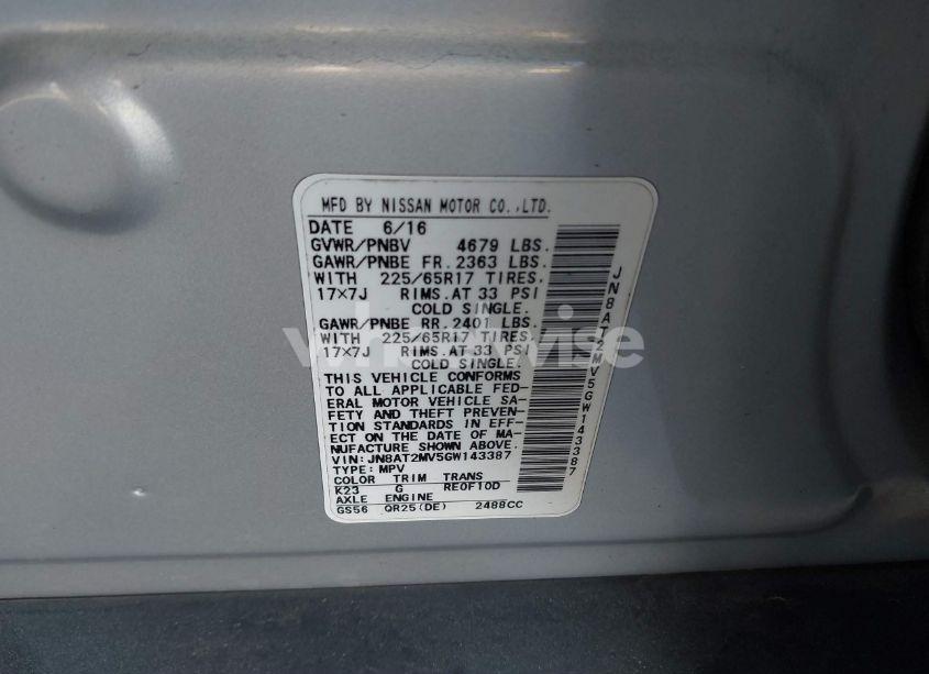 Photo 9 of 2016 Nissan Rogue S (VIN JN8AT2MV5GW143387)