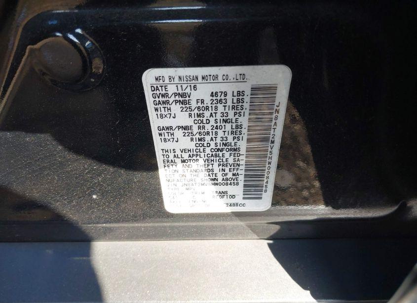 Photo 9 of 2017 Nissan Rogue SL (VIN JN8AT2MV5HW008458)