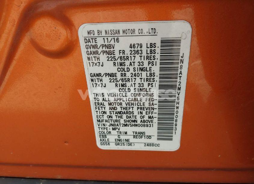 Photo 9 of 2017 Nissan Rogue S (VIN JN8AT2MV5HW008931)