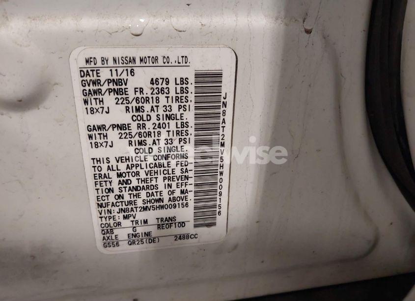 Photo 9 of 2017 Nissan Rogue SL (VIN JN8AT2MV5HW009156)