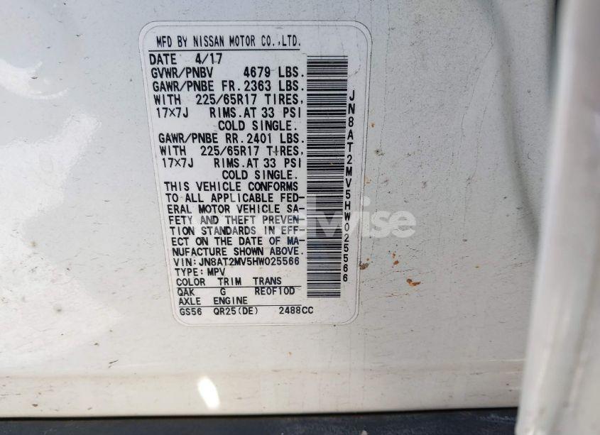 Photo 9 of 2017 Nissan Rogue S (VIN JN8AT2MV5HW025566)