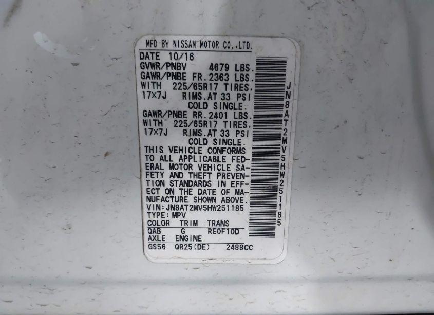 Photo 9 of 2017 Nissan Rogue SV (VIN JN8AT2MV5HW251185)