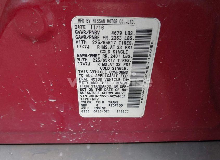 Photo 9 of 2017 Nissan Rogue S (VIN JN8AT2MV5HW254054)