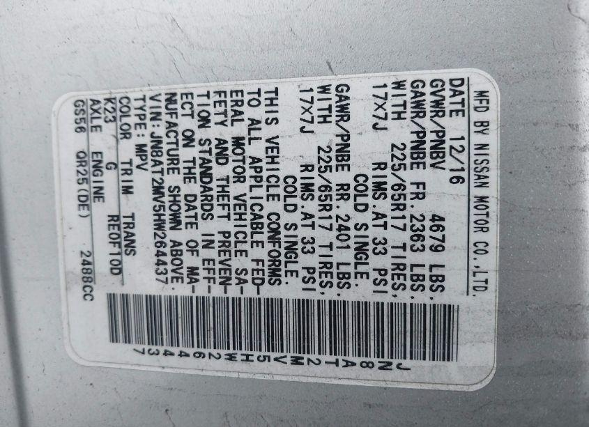 Photo 9 of 2017 Nissan Rogue S (VIN JN8AT2MV5HW264437)